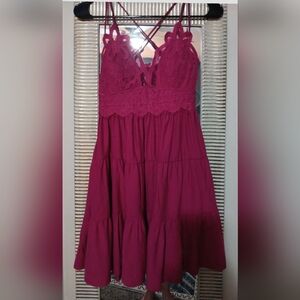 💜 3/$15💜Zenana Pink Strappy Tiered Dress, Size Small💜
